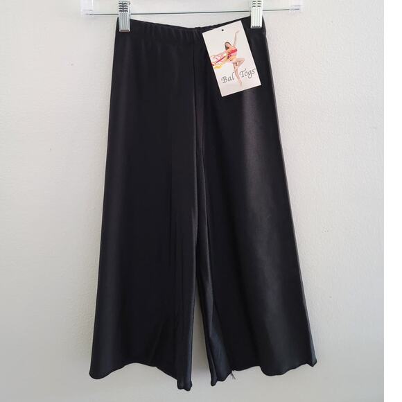 Baltogs Spandex Pull-On Wide Leg Palazzo Culottes Dance Pants Black P NEW - Picture 1 of 7
